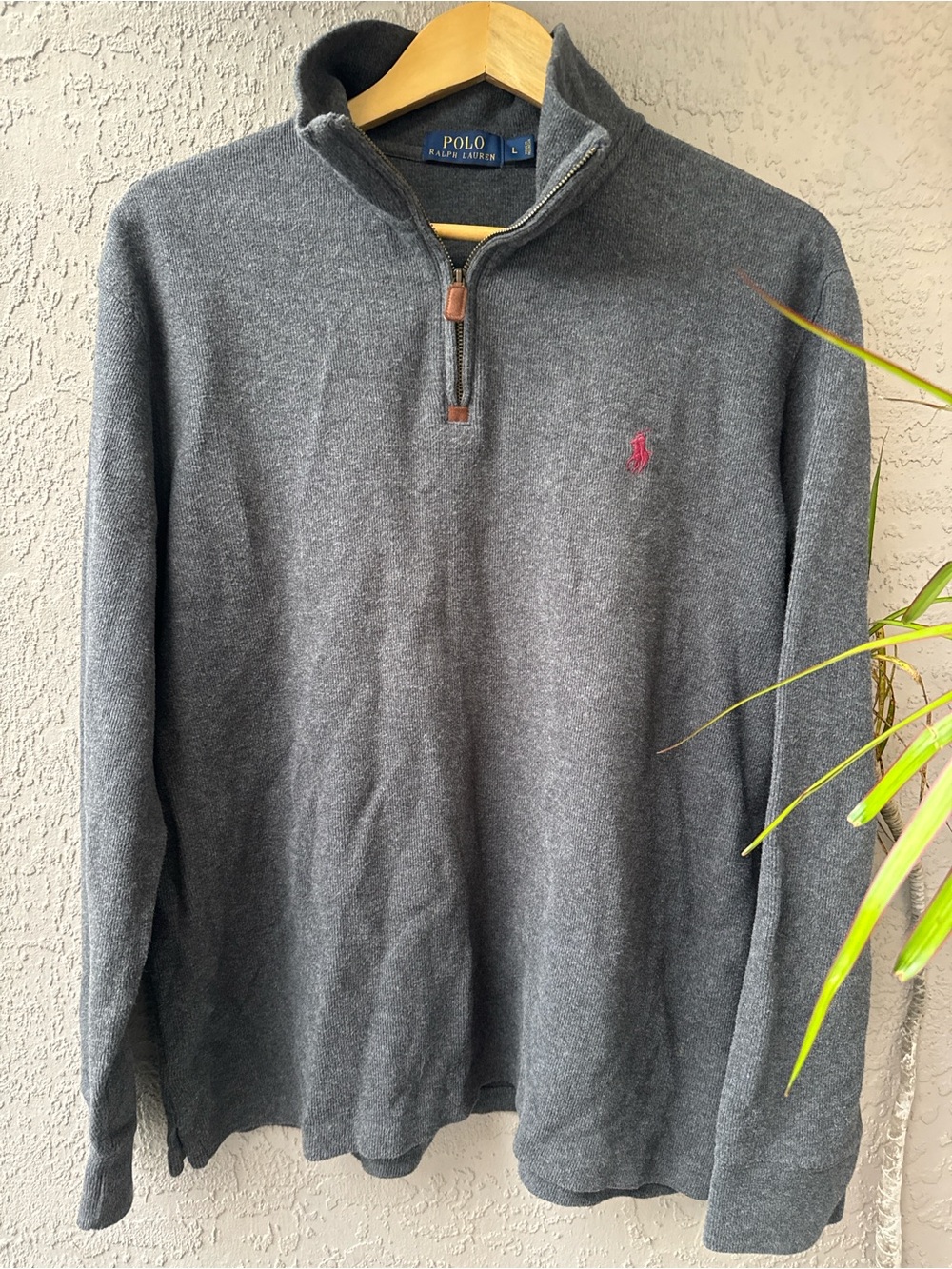 Polo by Ralph Lauren Men's Gray Quarter-Zip Sweater